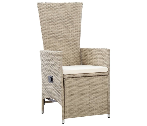 Juego de comedor de jardín 7 piezas con cojines beige