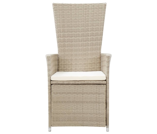 Juego de comedor de jardín 7 piezas con cojines beige