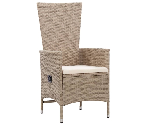 Juego de comedor de jardín 7 piezas con cojines beige