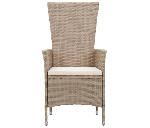 Juego de comedor de jardín 7 piezas con cojines beige