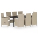 Juego de comedor de jardín 9 piezas con cojines beige