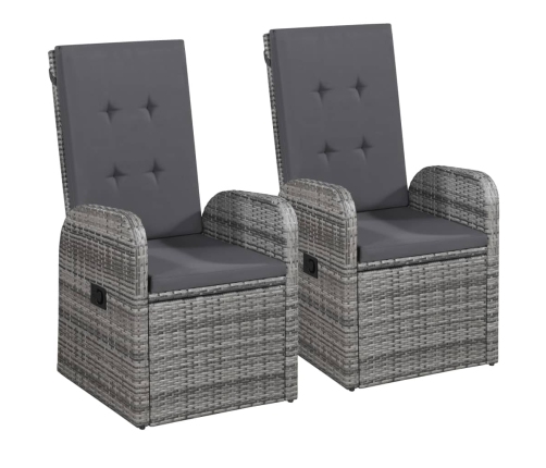 Juego de comedor de jardín 3 piezas con cojines gris