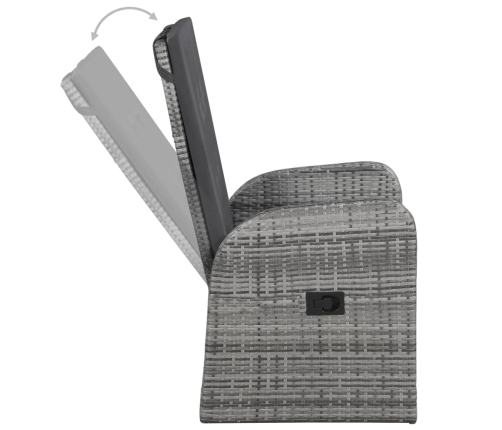 Juego de comedor de jardín 3 piezas con cojines gris