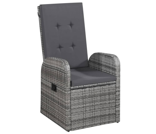 Juego de comedor de jardín 9 pzas con cojines gris