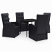 Juego de comedor de jardín 5 piezas con cojines negro