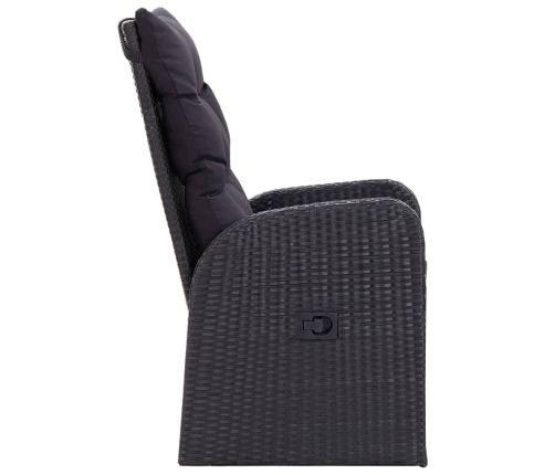 Juego de comedor de jardín 5 piezas con cojines negro