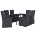 Juego de comedor de jardín 7 piezas con cojines negro