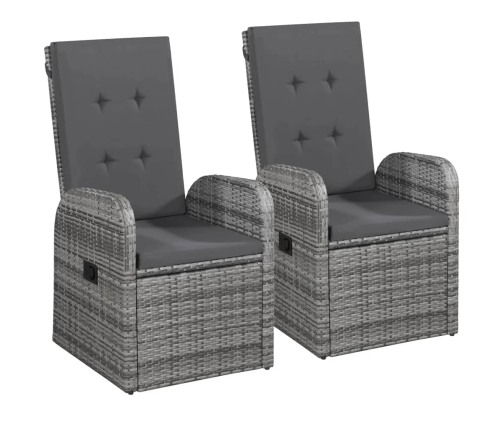 Juego de comedor de jardín 7 piezas con cojines gris
