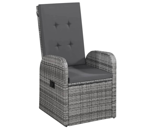Juego de comedor de jardín 7 piezas con cojines gris