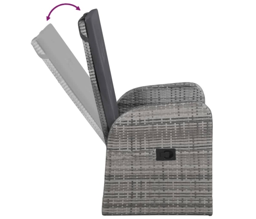 Juego de comedor de jardín 7 piezas con cojines gris