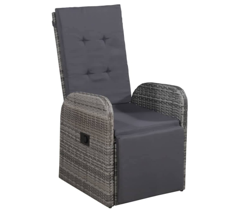 Juego de comedor de jardín 7 piezas con cojines gris