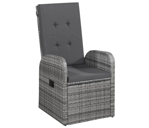 Juego de comedor de jardín 9 pzas con cojines gris