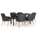 Juego de comedor de jardín 7 piezas con cojines negro