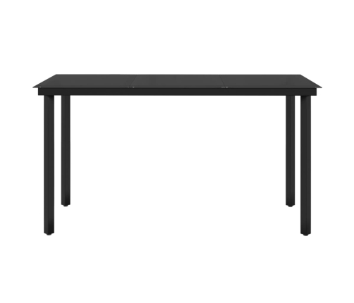 Juego de comedor de jardín 7 piezas con cojines negro