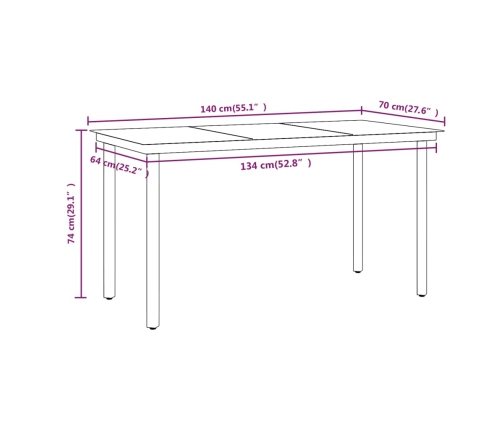 Juego de comedor de jardín 7 piezas con cojines negro