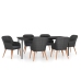 Juego de comedor de jardín 7 piezas con cojines negro