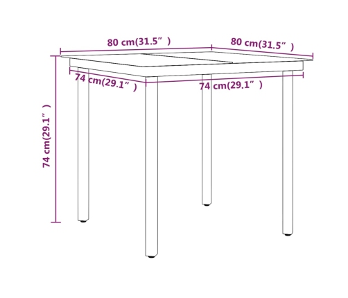 Juego de comedor de jardín 3 piezas con cojines negro