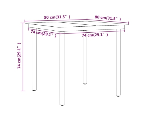 Juego de comedor de jardín 5 piezas con cojines marrón