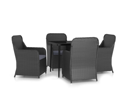 Juego de comedor de jardín 5 piezas con cojines negro