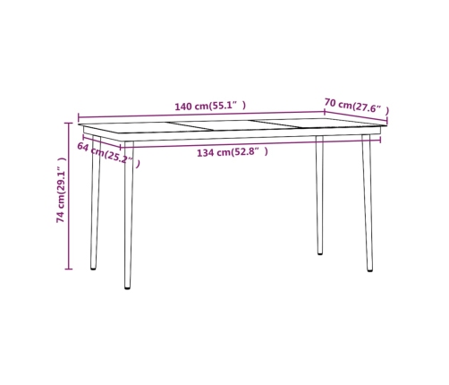Juego de comedor de jardín 5 piezas con cojines negro
