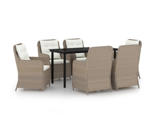 Juego de comedor de jardín 7 piezas marrón