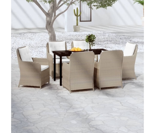 Juego de comedor de jardín 7 piezas marrón
