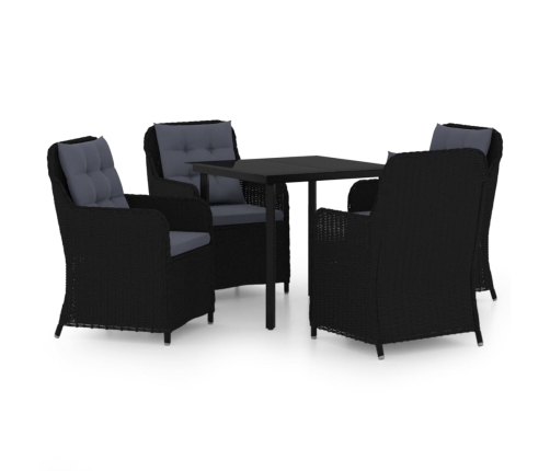 Juego de comedor para jardín 5 piezas negro