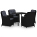 Juego de comedor para jardín 5 piezas negro