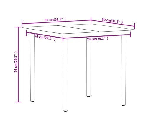 Juego de comedor para jardín 5 piezas negro