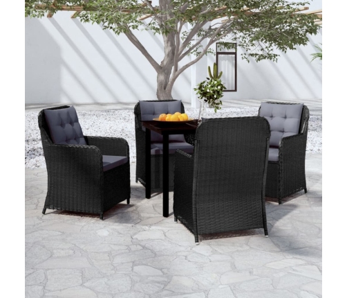 Juego de comedor para jardín 5 piezas negro