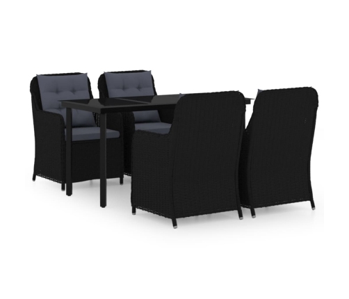 Juego de comedor para jardín 5 piezas negro