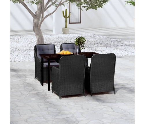 Juego de comedor para jardín 5 piezas negro