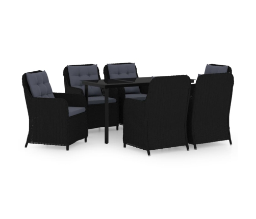 Juego de comedor para jardín 7 piezas negro