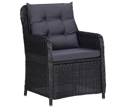 Juego de comedor para jardín 7 piezas negro