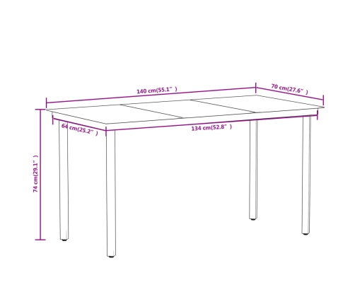 Juego de comedor para jardín 7 piezas negro