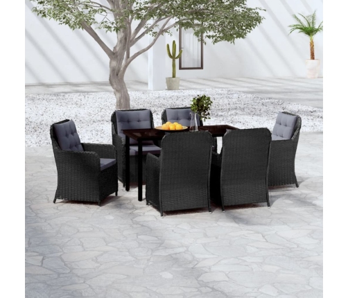 Juego de comedor para jardín 7 piezas negro