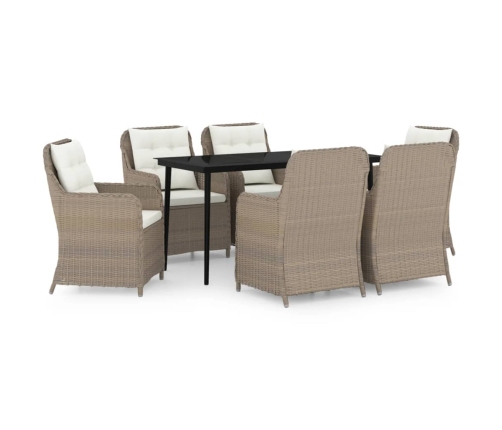 Juego de comedor de jardín 7 piezas marrón
