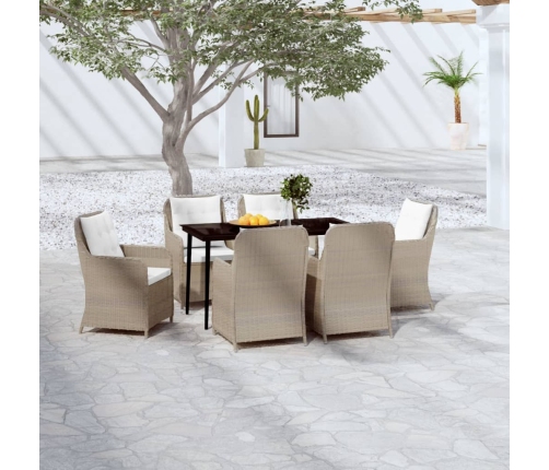 Juego de comedor de jardín 7 piezas marrón