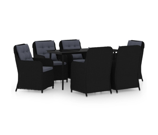 Juego de comedor para jardín 7 piezas negro