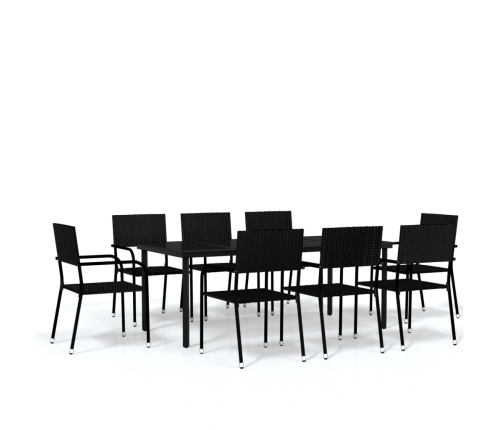 Juego de comedor de jardín 9 piezas negro