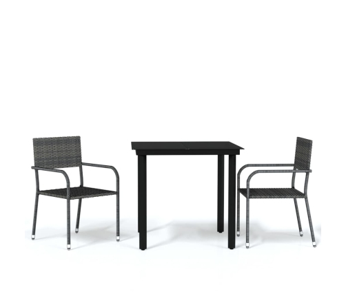 Juego de comedor para jardín 3 piezas gris