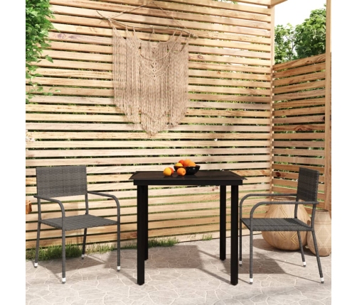 Juego de comedor para jardín 3 piezas gris