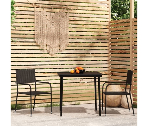 Juego de comedor para jardín 3 piezas negro