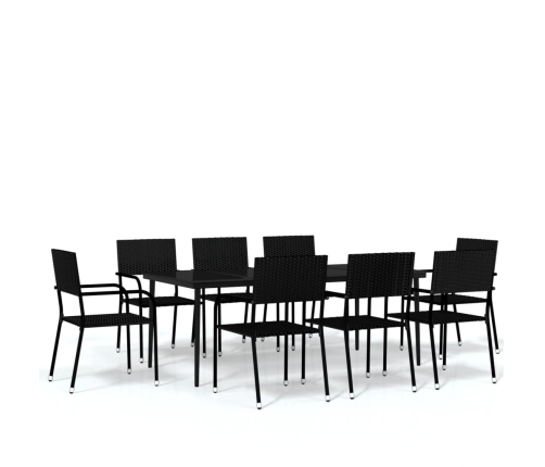 Juego de comedor de jardín 9 piezas negro
