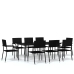 Juego de comedor de jardín 9 piezas negro