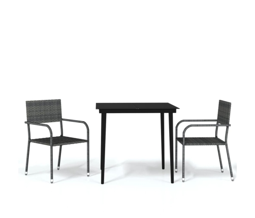 Juego de comedor para jardín 3 piezas gris