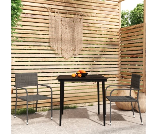Juego de comedor para jardín 3 piezas gris