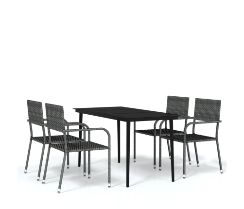 Juego de comedor de jardín 5 piezas gris