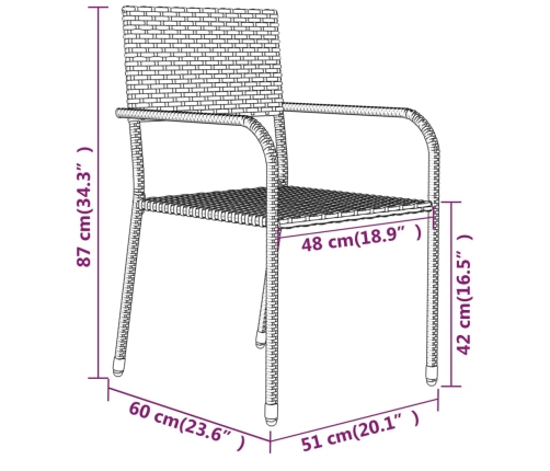 Juego de comedor de jardín 5 piezas gris