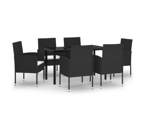 Juego de comedor para jardín 7 piezas negro